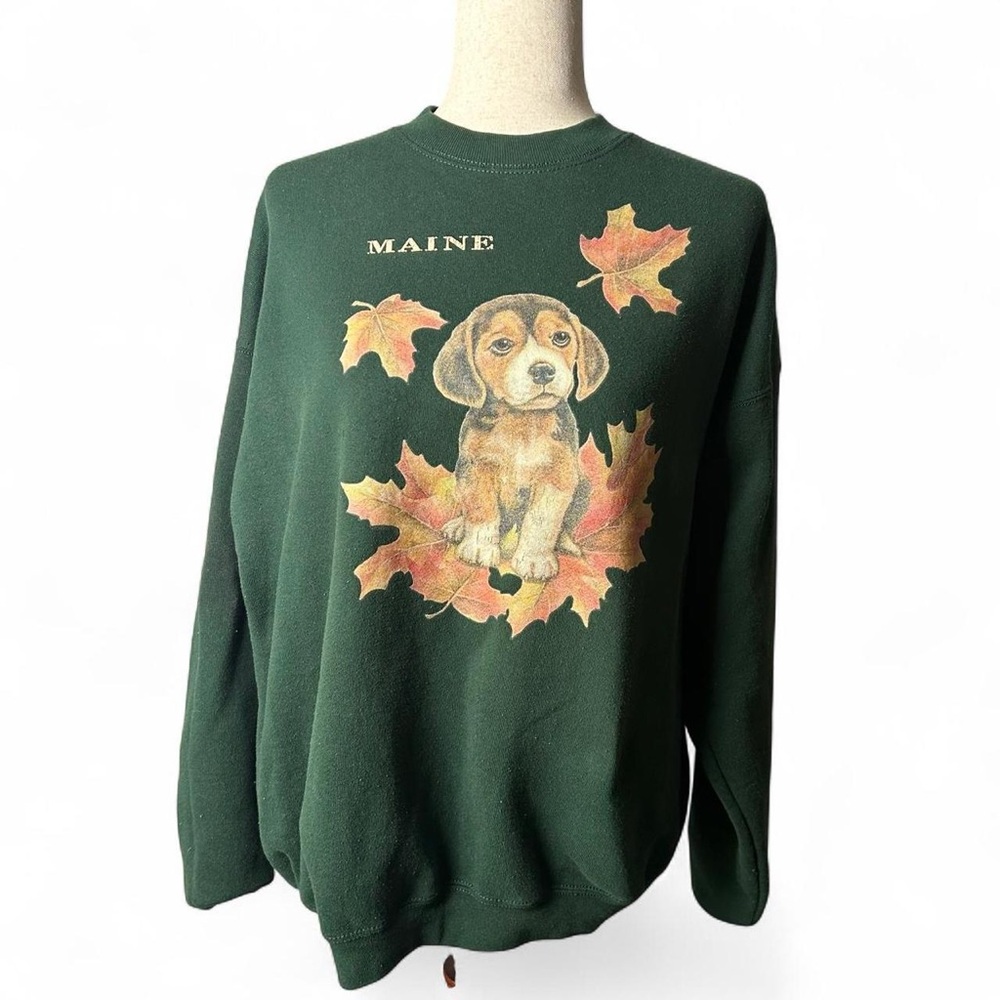 Green 'Maine' Puppy Graphic Sweatshirt